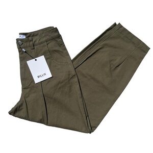 Billie The Label Women's Size 2 Olive Green Devon Dart Cropped Straight Leg Pant